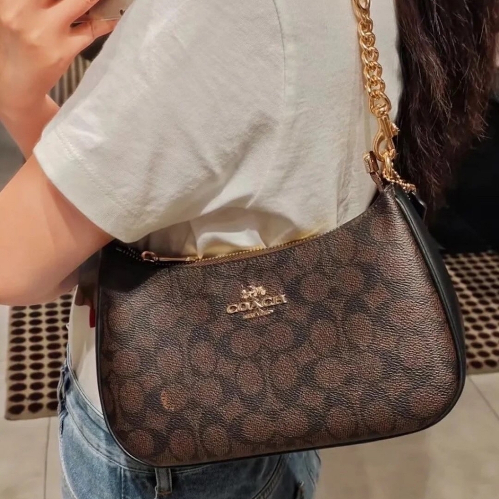 Coach Teri Bag /Signature Brown and Black